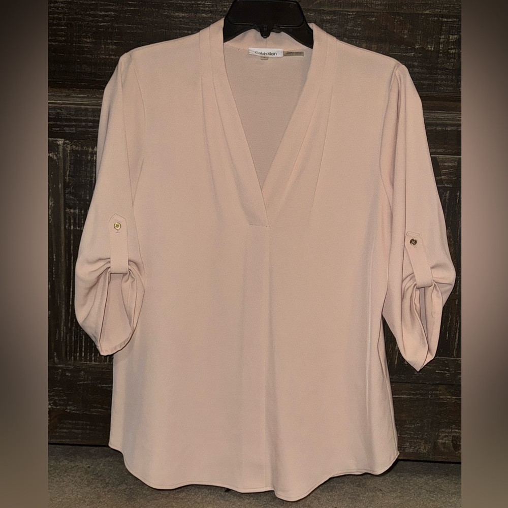 SOLD-V-Neck Roll Sleeve Blouse